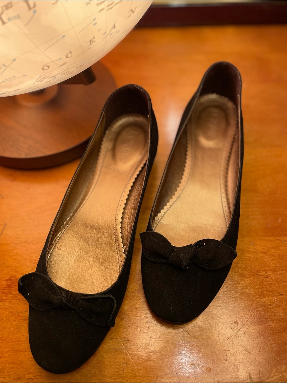 J. CREW Made in Italy Black Suede Bow Ballet Flats Size 7 New without box